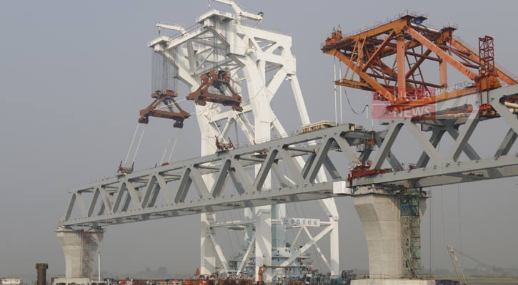 3.15km Padma Bridge visible as 21st span installed