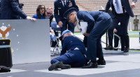 US President Joe Biden trips and falls at Colorado event