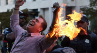 Man sets arm on fire to protest Israel's war on Gaza