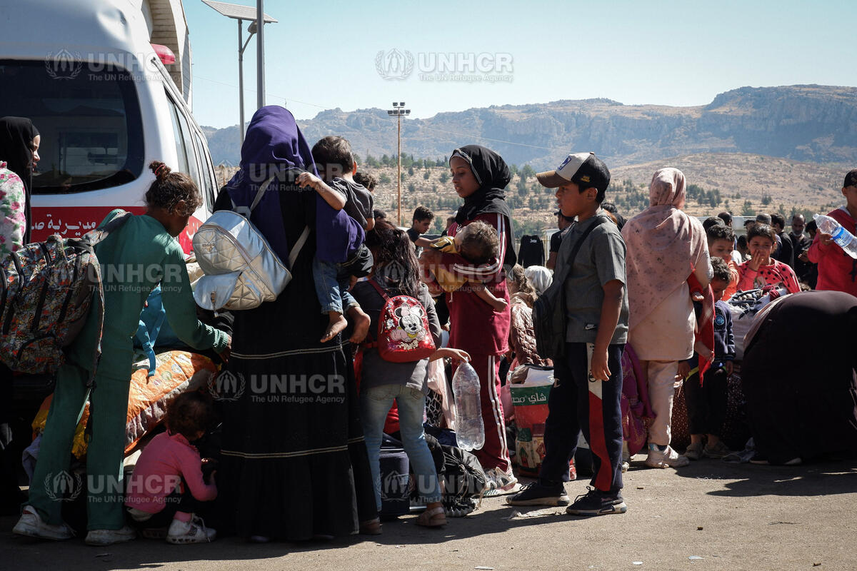 Syria. Thousands of people fleeing Israeli airstrikes arrive from Lebanon