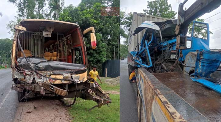 মধুখালীতে বাস-কাভার্ডভ্যান সংঘর্ষ, নিহত ১