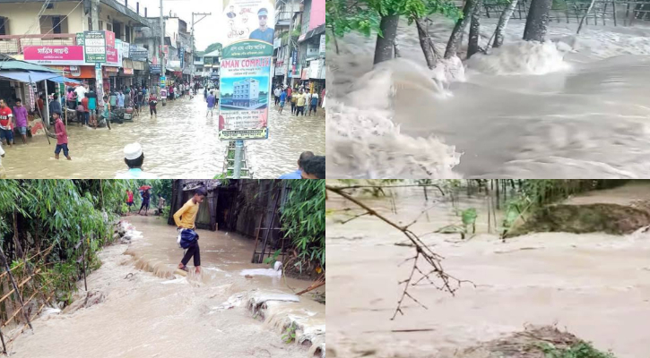 কুশিয়ারার প্রতিরক্ষা বাঁধ ডুবিয়ে জকিগঞ্জের লোকালয় প্লাবিত