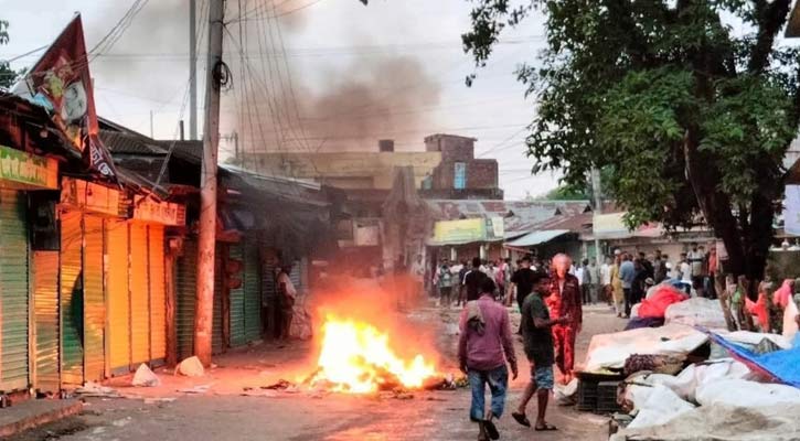 ১৪৪ ধারা ভেঙে সংঘর্ষ-লুটপাট: নবীগঞ্জ শহর যেন ধ্বংসস্তূপ