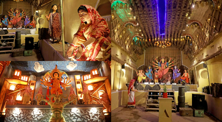 মহানবমীতে সিদ্ধিদাত্রী রূপে মা দুর্গার আরাধনা